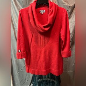 Red cowl neck sweater